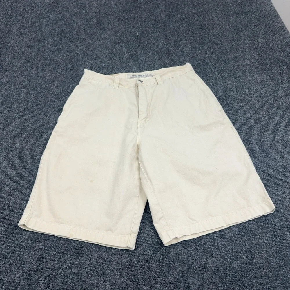 Vintage Unionbay Shorts Mens 31 Cream Cotton Chino Casual Gorpcore‎ Skater